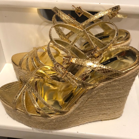 zara gold wedges